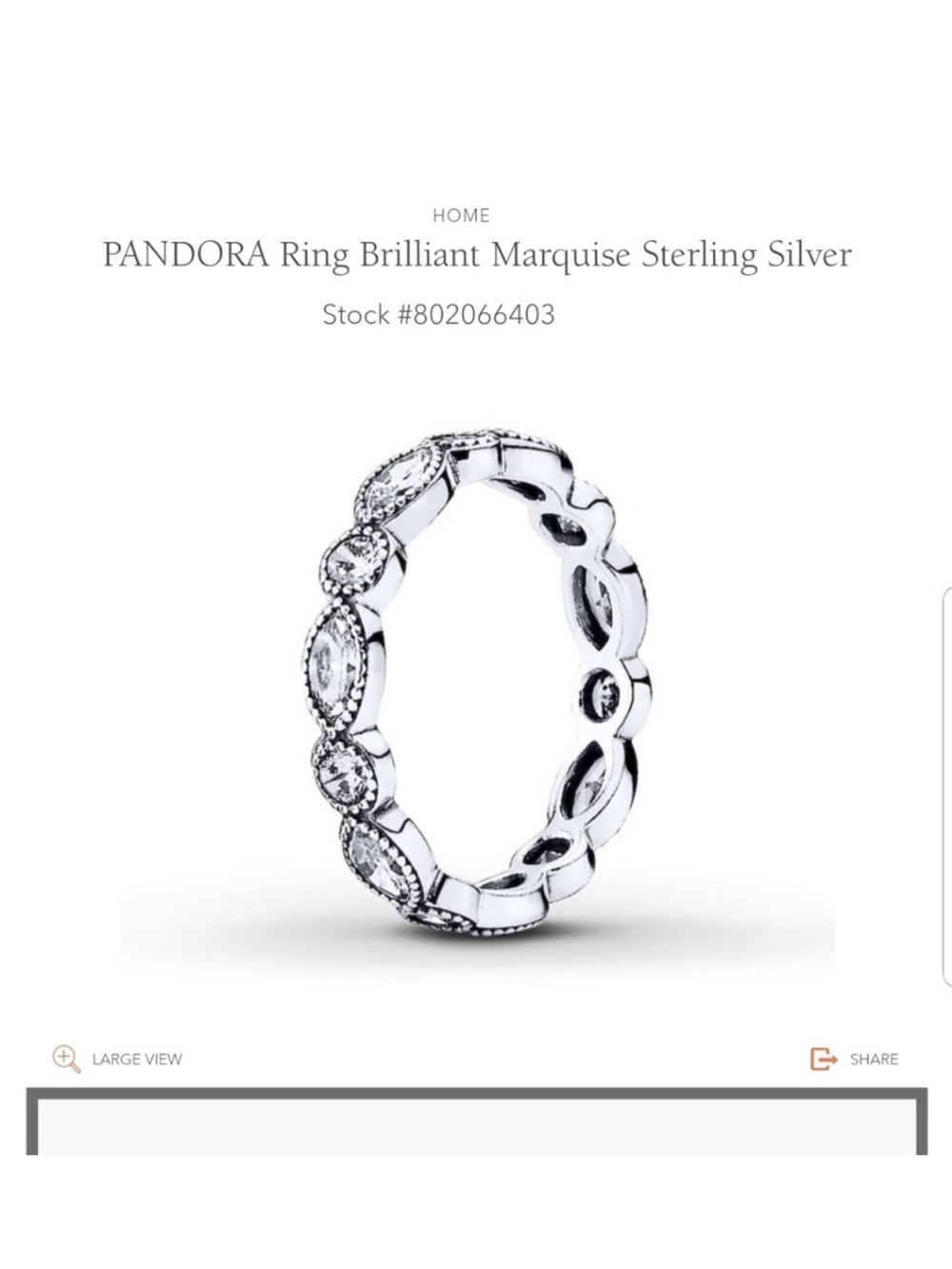 Pandora Sterling Silver Marquise & Round Eternity Band - Silver - Picture 1 of 4
